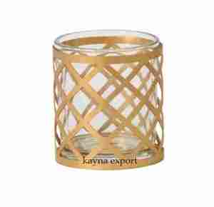 Nouveau design en métal avec bougeoir votif en verre plaqué or décoration de Noël bougeoir votif - Product Image 1