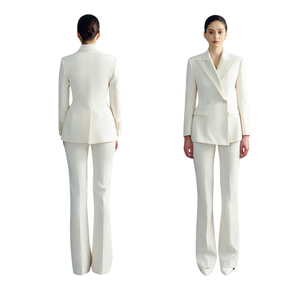 เบลเซอร์แขนยาวสำหรับผู้หญิง, เบลเซอร์รอยบากสไตล์2024เป็นมิตรกับสิ่งแวดล้อมผ้าออดรีย์สีขาวแบรนด์ท้องถิ่นของเวียดนาม - Product Image 1