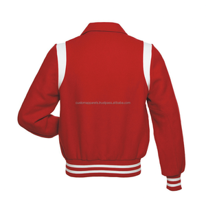 Veste de baseball universitaire en laine de haute qualité pour l'hiver, col chemise, boutons pression, logo brodé rouge sur le devant, veste universitaire - Product Image 2