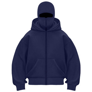 Pasamontañas con Capucha de Doble Capa y Cremallera con Pedrería, Estilo Retro Y2K, Lavado Arena, Ropa de Calle de Invierno para Hombre/Mujer, Precio al por Mayor - Product Image 6