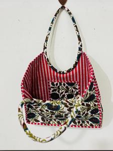 Indian Quilted Solid Color Cotton <b>Handbag</b> Women's Tote Girls Beautiful Fashionable <b>Bridal</b> Shoulder Purse Summer Open - Product Image 2