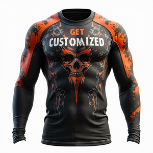 Ajuste de compresión de protección contra erupciones MMA personalizado con ilustraciones impresas de manga completa y corta para atletas kimono de jiu jitsu - Product Image 6