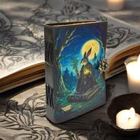 Grand journal vintage fait main en cuir véritable, 400 pages, Grimoire Lapin de Pâques, Livre de sorts vierge, Galaxie Demi-Lune de Noël