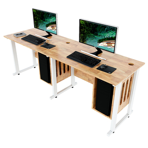 CDS002 Wooden Computer Table Office <b>Desk</b> with CPU <b>Shelf</b> for 2 People for Bedroom Hotel or Bathroom Use Features Storage - Product Image 1