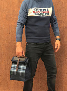 Stylish Leather & Canvas <b>Lunch</b> <b>Bag</b> Lightweight Insulated Tote Portable Cooler <b>Bag</b> <b>for</b> <b>Kids</b> 2 Persons Outdoor Use CLB-0069 - Product Image 5