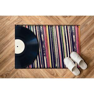 Alfombra de Vinilo con Diseño de Discos: Adorno Colorido para Sala de Música Retro, con Pelo Suave - Product Image 1