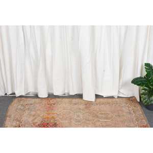 พรมตุรกีวินเทจสีน้ำตาล1.8x3.9ft การออกแบบการเย็บปะติดปะต่อกันด้วยผ้าขนสัตว์ถักแบบแบนสำหรับตกแต่งห้องนั่งเล่นน้ำยางยาว4เมตร - Product Image 2