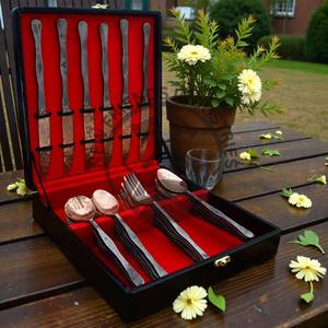 Ensemble de couverts en cuivre médiéval forgé à la main, personnalisé, antique, 30 pièces, ensemble de couverts en acier cuivré, ensemble d'ustensiles de cuisine médiéval viking - Product Image 1