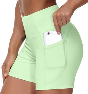 Pantalones cortos de gimnasio con cordón elástico alto ligero para mujer al por mayor, pantalones de Yoga para fitness, tipo de cintura media para deportes de correr - Product Image 1