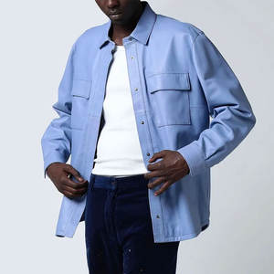 Waterproof Latest Design New Quality Men <b>Leather</b> <b>Shirt</b> Long Sleeve Outdoor Wear Plain Design Men <b>Leather</b> <b>Shirt</b> - Product Image 4