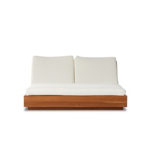 Piscine Double Sun Bed Double Sun Lounger En Bois Naturel - Product Image 4