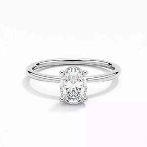 Anillo de aniversario de boda de compromiso sólido de platino 950 de diamante de corte ovalado y redondo cultivado en laboratorio de 1.10CT para mujer-regalo certificado IGI - Product Image 3