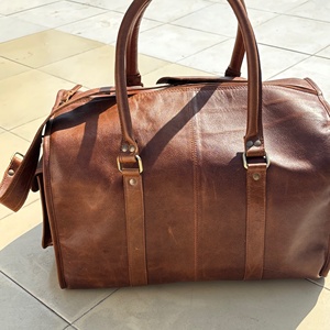 Bolsa de lona de viaje deportiva de lujo antigua, cuero de grano completo, bolsillo con muchas hebillas, impermeable, gran capacidad, equipaje de gimnasio, bolsa de fin de semana - Product Image 3