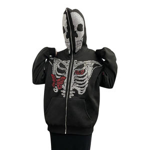 Men's Oversized Rhinestone Hoodies, Custom Logo Bling Pullover, Heavyweight Cotton Streetwear OEM Factory - Product Image 3