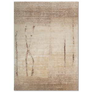 พรมขนสัตว์ผสมไหมถักมือสีเบจน้ำตาล Entropy รุ่น AKWS-3034 ลายแบบนามธรรม สำหรับห้องนั่งเล่น วัยรุ่น รูปทรงสี่เหลี่ยมผืนผ้า สำหรับห้องโถง ลายพรมแบบจิ๊กซอว์ - Product Image 1