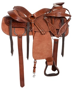 Selle de cheval en cuir occidental de Cowboy de travail de ranch d'arbre de Wade robuste de qualité supérieure de haute qualité avec des selles de cheval d'ensemble - Product Image 1
