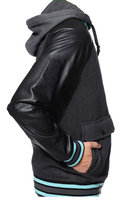 Blouson en laine pour homme, style universitaire Letterman, d'inspiration baseball, fin, en toile, avec capuche longue, patchwork, broderie chenille, imperméable, idéal pour l'été