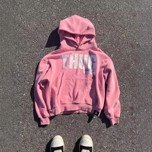 Manufacturer's Vintage Acid Wash Pullover Hoodie for Men 500gsm Heavyweight 100% Cotton Screen Printed No <b>Strings</b> Pocket Winter - Product Image 4