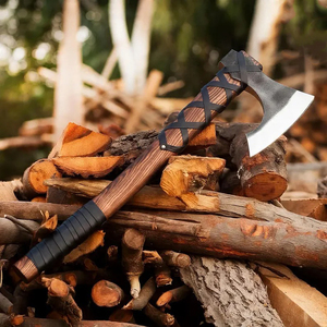 Hacha Vikinga Hecha a Mano de Acero al Carbono con Mango de Madera, Forjada a Mano, Tomahawk, Hacha de Supervivencia y Combate para Exteriores - Product Image 5