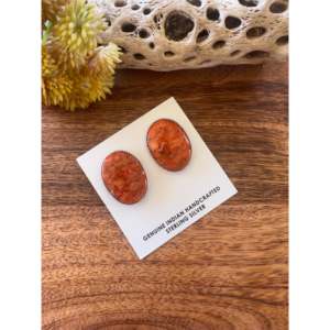 Pendientes de Oro de 14K con Bisel Navajo, Coral Rojo y Plata de Ley con Diamantes, Pendientes Colgantes de Oro Rosa - Product Image 3