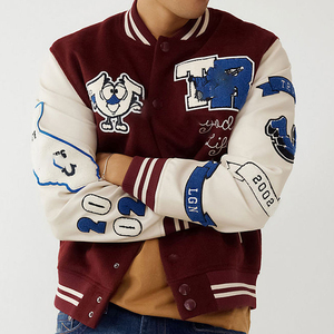 Veste bomber surdimensionnée avec logo personnalisé 2025 pour hommes, veste universitaire à étiquette privée dans le style streetwear, meilleur matériau - Product Image 6