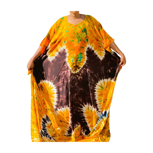 Stylish Ladies African Tie Dye <b>Kaftan</b> Dress Chiffon Rayon Lace Eco-Friendly Anti-Wrinkle Full Length for Beachwear Casual Wear - Product Image 6