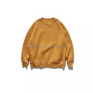 OEM logotipo personalizado básico liso cuello redondo hombres en blanco de gran tamaño pesado algodón polar bordado impresión naranja sudadera para hombres - Product Image 3