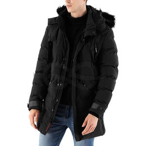 Parka cálida para hombre, chaqueta de esquí, chaqueta acolchada resistente al agua, abrigo largo de invierno con capucha desmontable y ribete de piel sintética para el frío - Product Image 1
