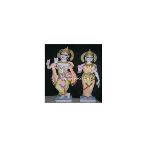 Hermosa Estatua de Mármol Blanco Hecha a Mano del Dios Hindú Radha Krishna Iskcon en Posición de Pie al Precio Más Bajo - Product Image 1