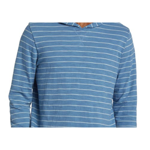 Felpa con Cappuccio in Cotone Lavorato a Maglia Vince X-Large, Blu Oceano/Glacier Stripe, Effetto Acid Wash e Dettagli Distressed - Product Image 2