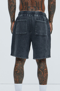 Pantalones cortos de lona lavados negros ecológicos sólidos de High Street con estilo para ropa informal de verano - Product Image 4