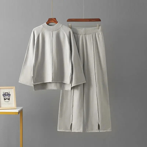 ชุดเสื้อสเวตเตอร์คอกลมทรงหลวมกางเกงกีฬาลำลองกางเกงขากว้างสไตล์รัสเซีย - Product Image 6