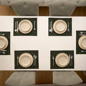10 Piece 100% Cotton Black Placemat Set with <b>Green</b> Leaves Decorative <b>Table</b> <b>Mats</b> 35x45cm Durable Elegant Dining <b>Table</b> Accessories - Product Image 4