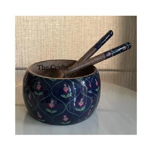 Cuenco de madera para sopa dulce con cucharas, forma redonda, tamaño personalizado, aperitivos, ensaladas, cuenco para servir al por mayor - Product Image 5