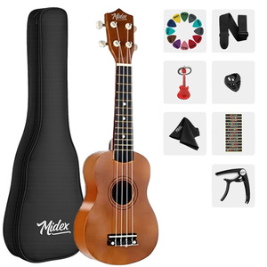 23 Inch Brown Concert Ukulele <b>Kit</b> with Bag, Strap, Picks & Method <b>Book</b> | Midex UKX-233M - Product Image 1