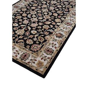 Tapis Kasbah gris et noir en laine et viscose tufté à la main, motif floral, pour salon, chambre, 4m rectangulaire, épaisseur 10mm - Top-1514 - Product Image 2