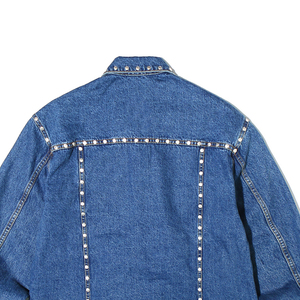 Ventes en gros OEM/ODM de vestes en jean pour hommes de haute qualité, style streetwear, vestes en jean pour hommes à manches longues, boutonnées, élégantes, avec strass - Product Image 4