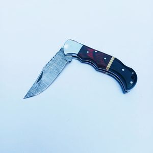 Lame en acier damas poche personnalisée Camping poche couteau pliant manche en bois edc couteau couteaux de survie en plein air - Product Image 3
