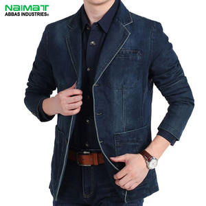 Chaqueta Blazer de Mezclilla para Hombre, Corte Entallado, Azul Oscuro, Informal, de Algodón, para Negocios, Fiestas y Eventos Sociales, Prenda Exterior de Alta Calidad - Product Image 1