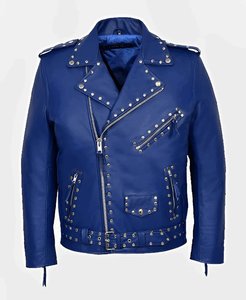 Veste d'hiver personnalisée pour hommes de super qualité en cuir de vachette respirant conception unique de clous motif solide taille adulte disponible - Product Image 4