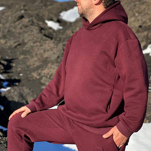 Sweat à capuche surdimensionné en coton de haute qualité épais polaire goutte épaule unie blanc personnalisé tirer a capuch Sudadera hommes sweats à capuche - Product Image 4