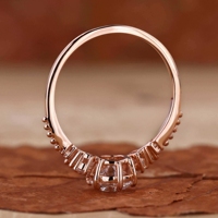 Bague de fiançailles vintage à trois pierres en or massif 10K 14K 18K avec diamant de laboratoire taille ronde 1CT, motif feuille et milgrain, certifiée GIA CVD/HPHT
