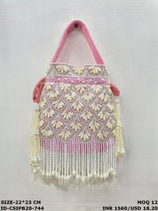 Fashionable Hanging Pearly Potli <b>Bag</b>-Craftstages International Multi Color <b>Drawstring</b> Closure - Product Image 2