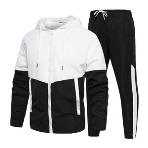 Gran oferta de chándal de poliéster personalizado para hombre, chaqueta y pantalones de chándal con cremallera de patrón sólido para deportes de invierno, conjunto de Jogger de dos piezas - Product Image 3