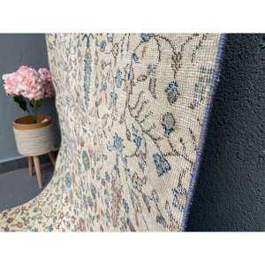 Alfombra Vintage de 3.2x7.7 pies, Alfombra, Alfombra Azul a Cuadros de Lana - Product Image 4