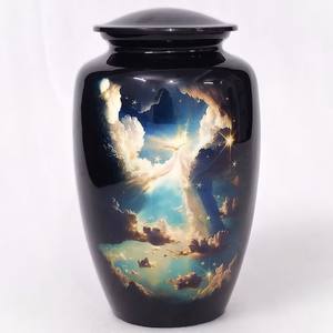 Yellow Hummingbird Floral Memorial Urn with Artistic Nature Design and <b>Velvet</b> <b>Bag</b> for Ashes Storage - Product Image 3