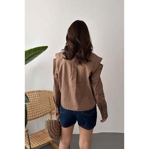 Camisa de Popelina con Detalle de Bolsillo Color Camel - Camel - Product Image 5