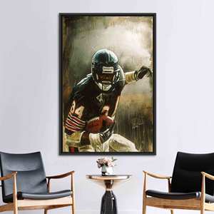 Impression sur toile inspirante sur le thème du football américain - Décoration murale sportive, encadrée en noir - Product Image 1