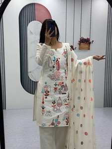 ชุดทำงานสำหรับผู้หญิงแนวสำนักงานทำจากผ้าฝ้ายทอลายดอกไม้เป็นเส้น - Product Image 2