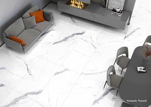 Carreaux en porcelaine émaillée solide Statuario de conception italienne, modernes, antidérapants, pour une utilisation en intérieur, hôtels, centres commerciaux, antibactériens - Product Image 3